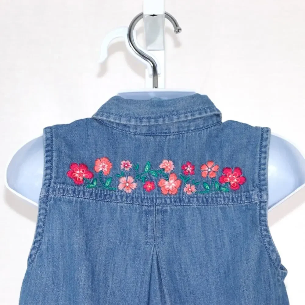 Gymboree Embroidered Tie Waist Shirt Chambray 5